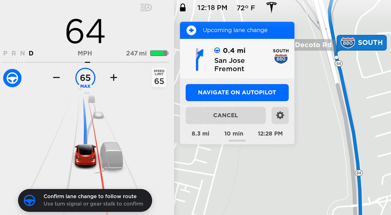 Tesla Navigate Autopilot Lane Change